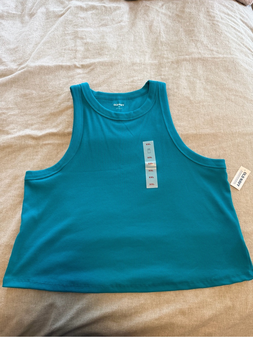 Old Navy Teal Cropped Ribbed Tank - Women's